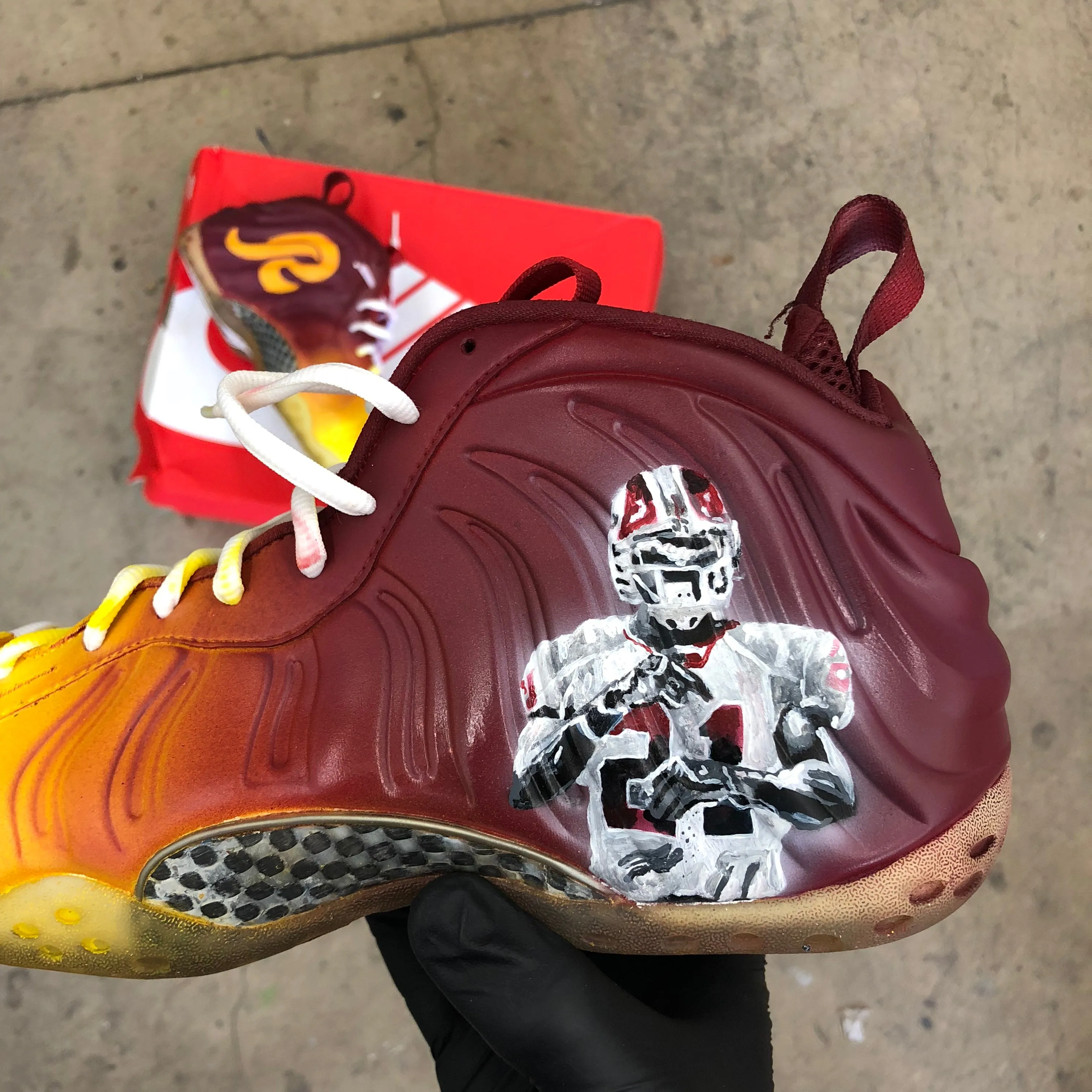 2 Custom Painted Nike AF1 Highs - Men’s 9 and Men’s 8 - Redskins and Eagles Theme - Custom Order