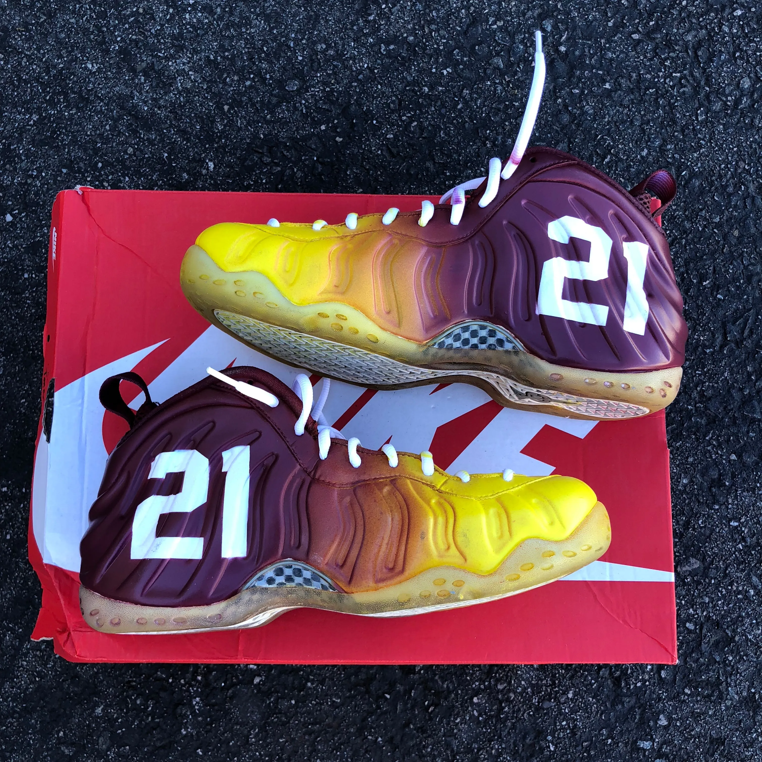 2 Custom Painted Nike AF1 Highs - Men’s 9 and Men’s 8 - Redskins and Eagles Theme - Custom Order