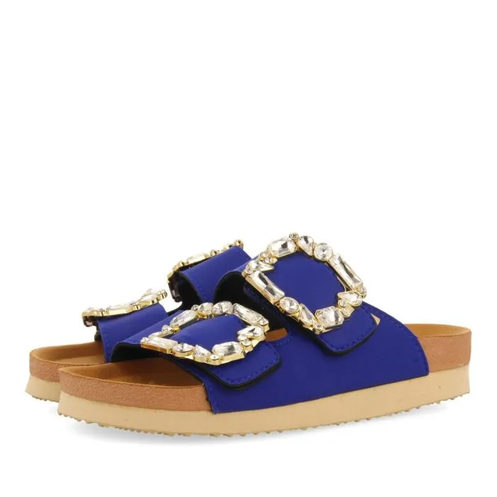 ADERKLAA WOMEN'S BLUE BIO STYLE SANDALS WITH JEWEL EMBELLISHMENT