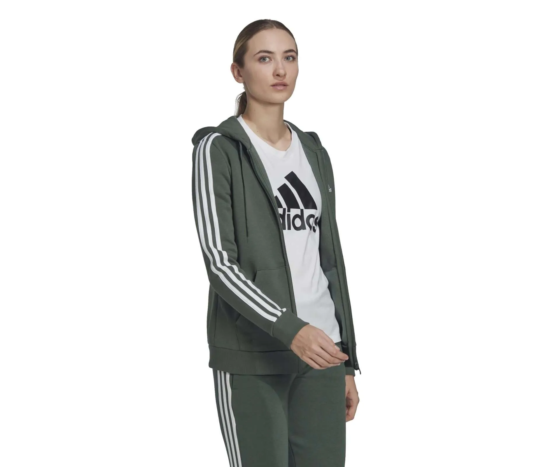 adidas Women’s Essentials Fleece 3-Stripes Full-Zip Hoodie