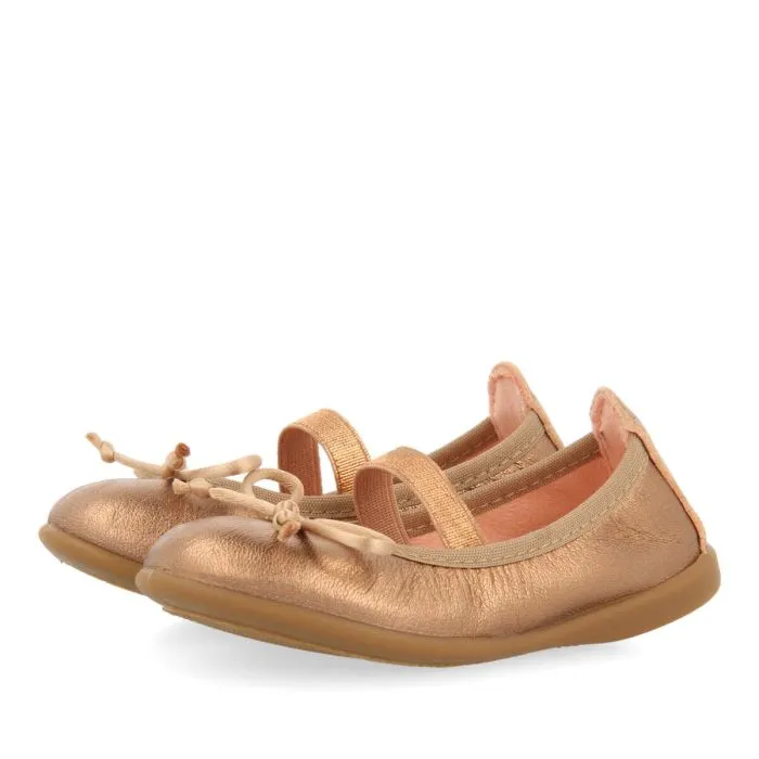 Arnoya girls' rose gold leather ballet flats