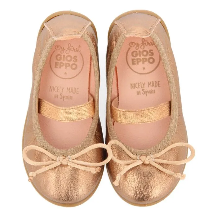 Arnoya girls' rose gold leather ballet flats