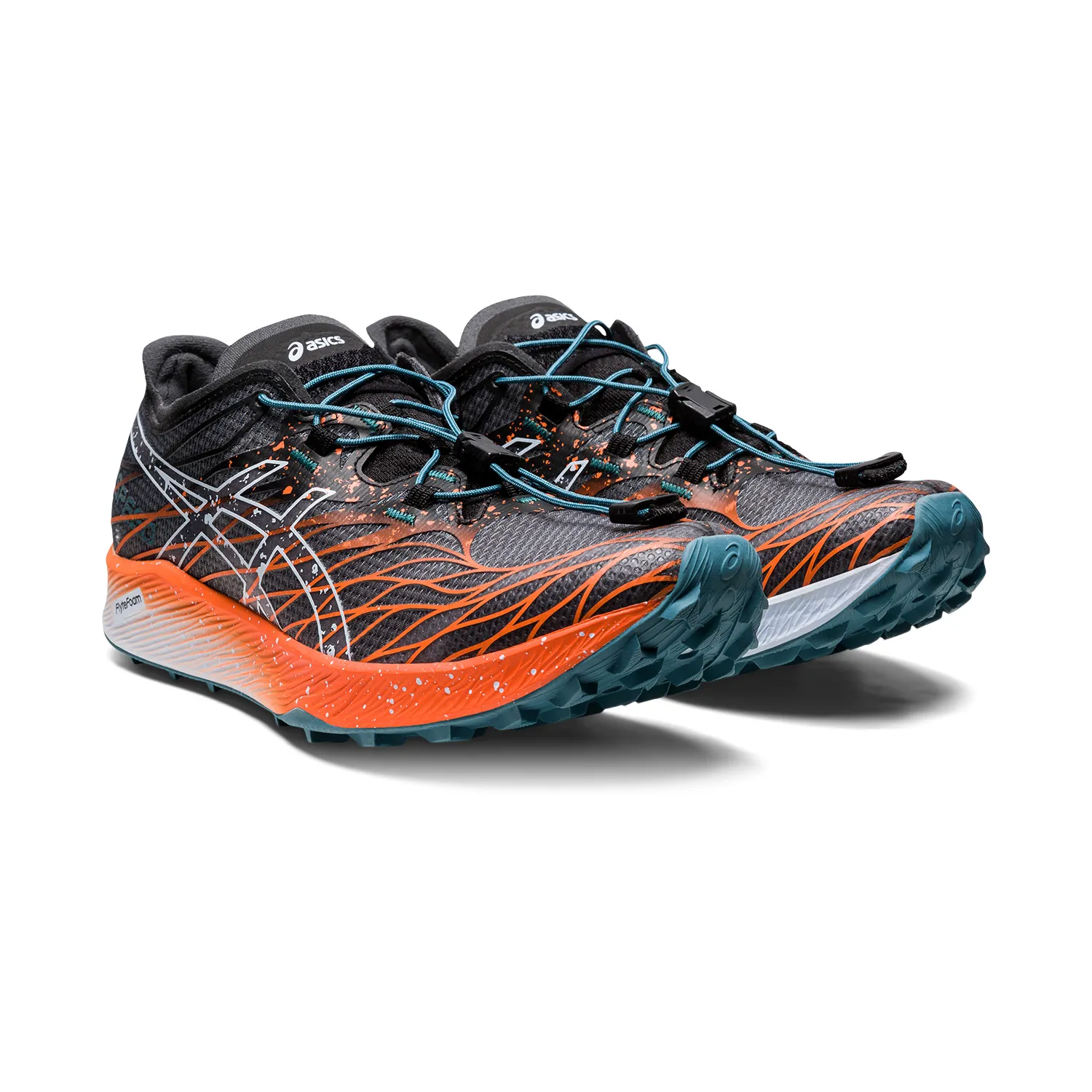 Asics FujiSpeed  Black Nova Orange men's running shoes.