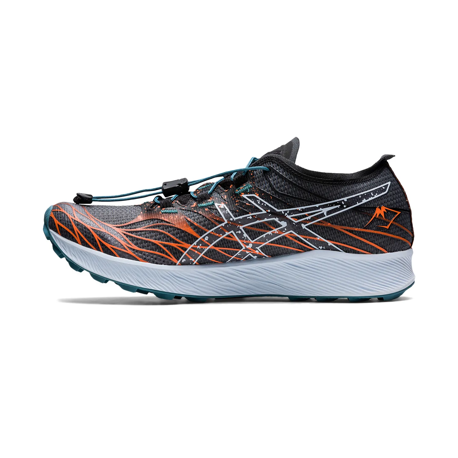 Asics FujiSpeed  Black Nova Orange men's running shoes.