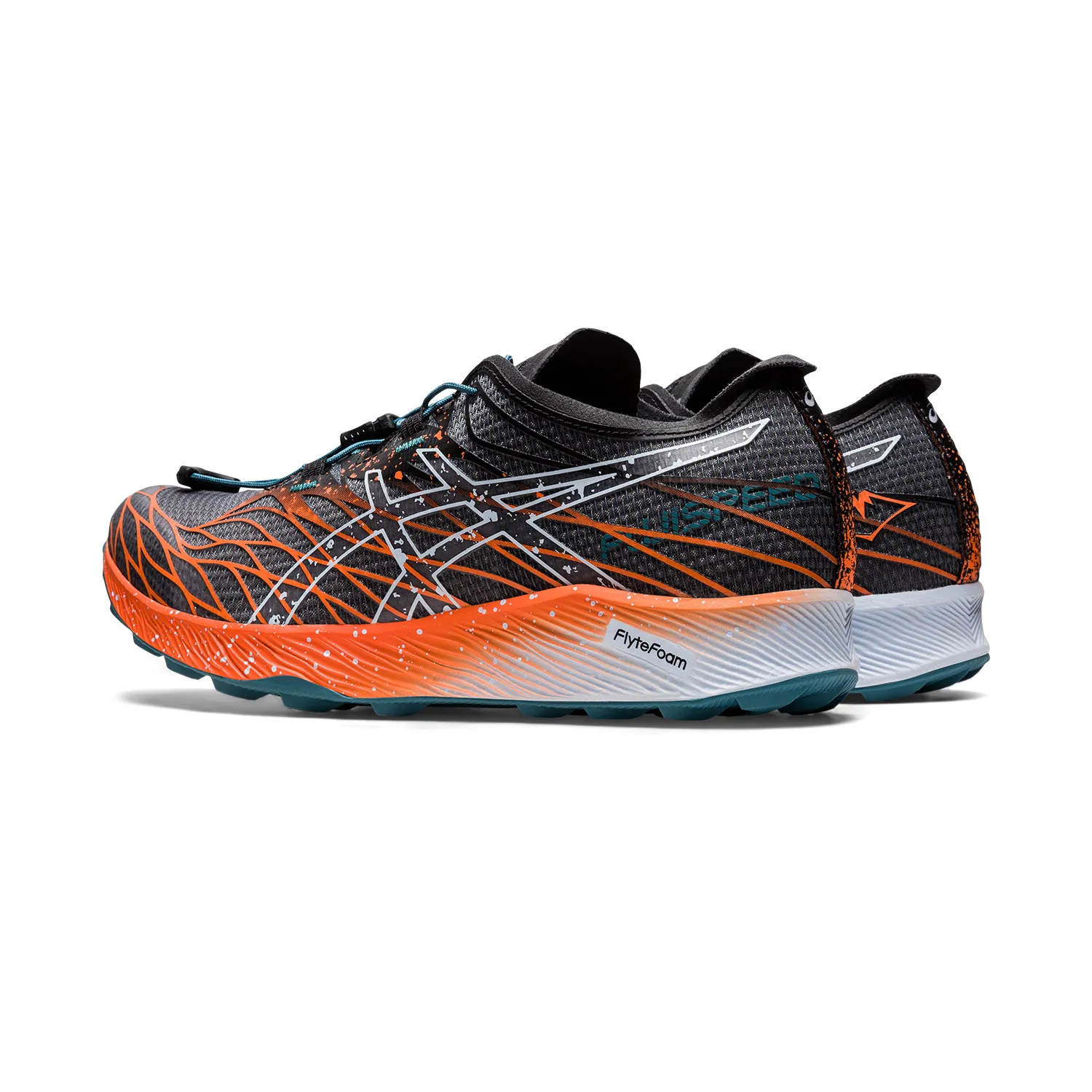 Asics FujiSpeed  Black Nova Orange men's running shoes.