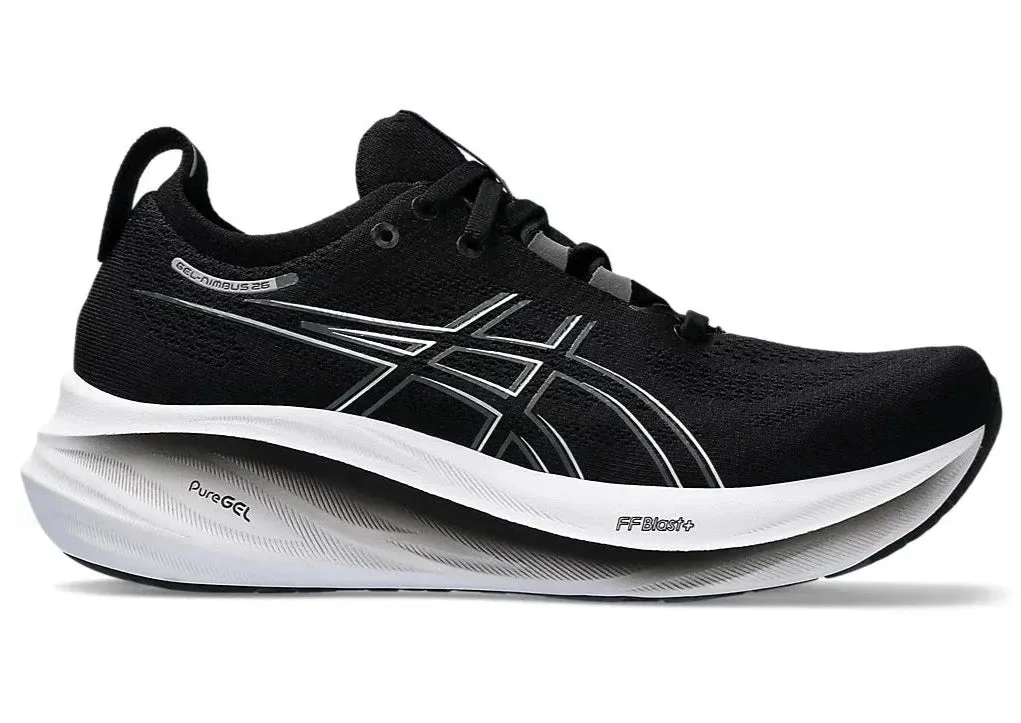 Asics Gel Nimbus 26 D Width Black Graphite Grey Womens