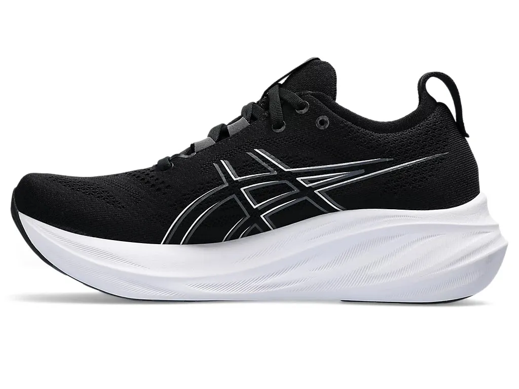 Asics Gel Nimbus 26 D Width Black Graphite Grey Womens