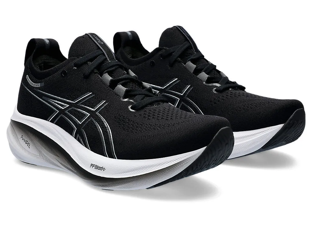 Asics Gel Nimbus 26 D Width Black Graphite Grey Womens