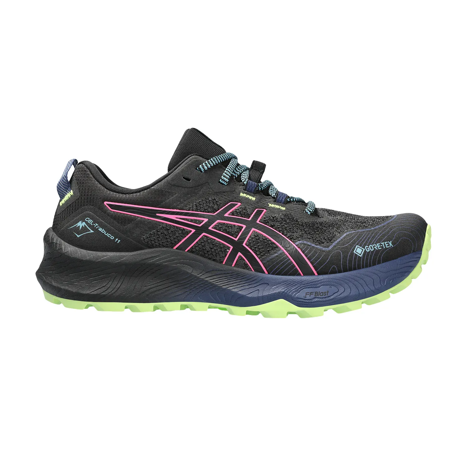 Asics Gel Trabuco 11 GTX Black Hot Pink running shoes.