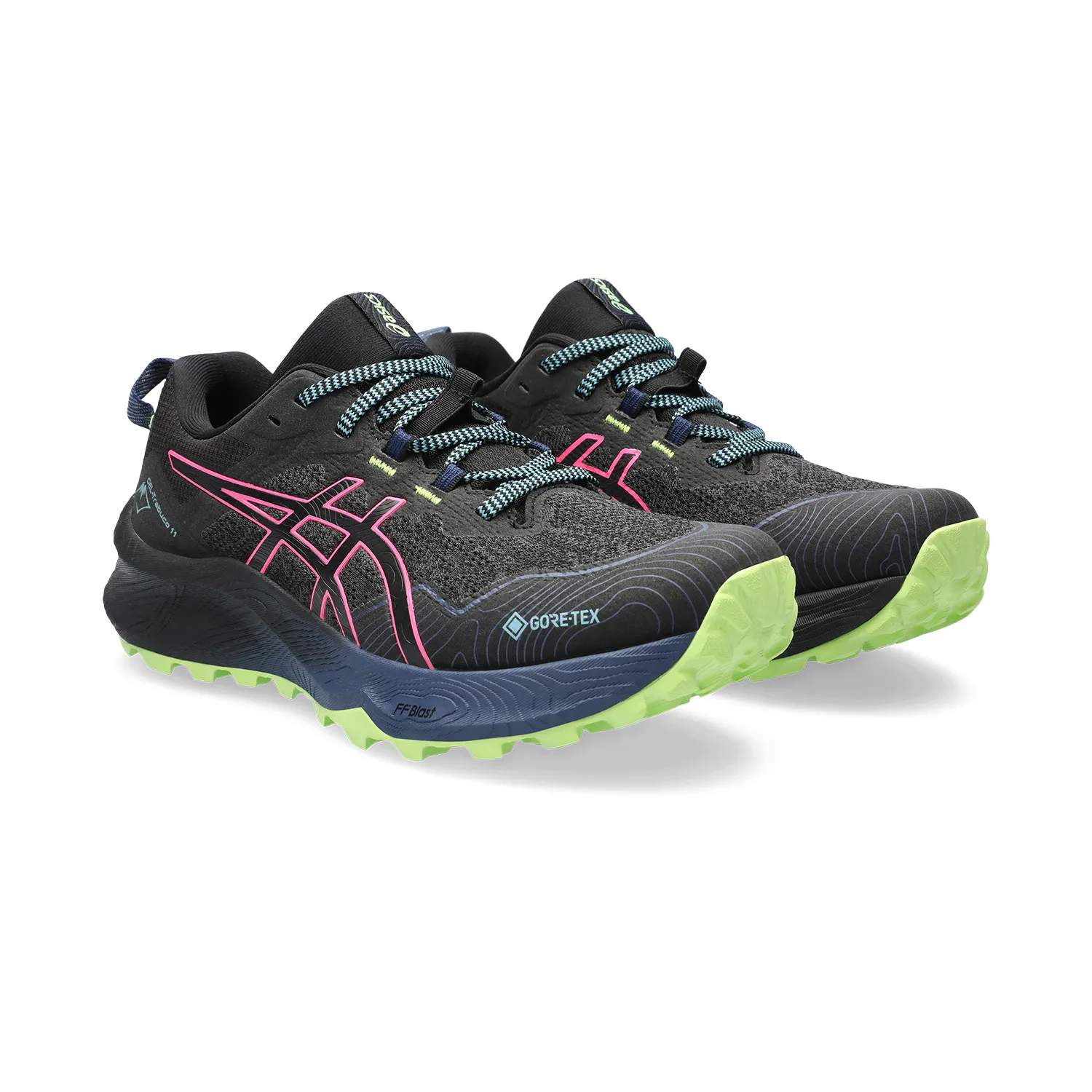 Asics Gel Trabuco 11 GTX Black Hot Pink running shoes.