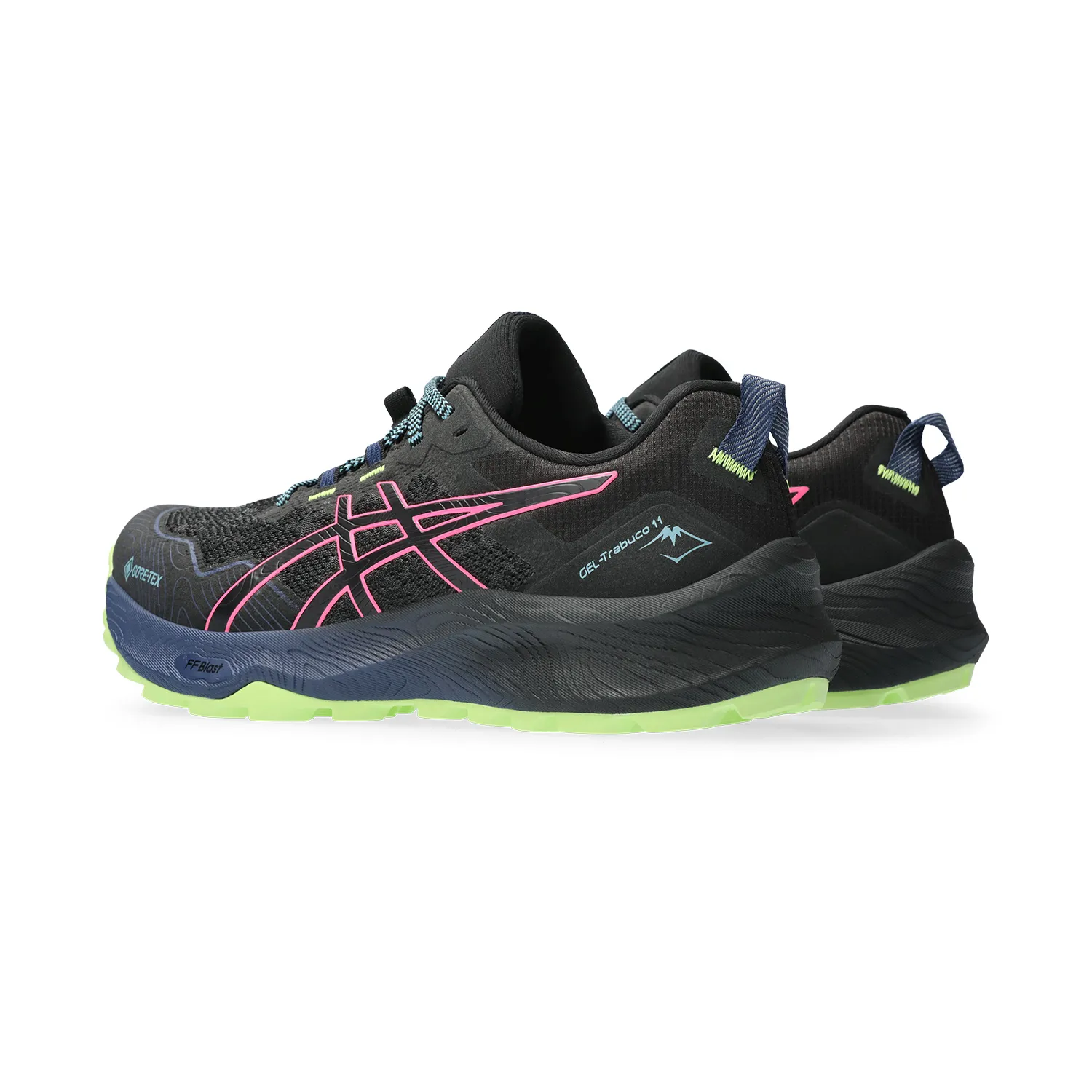 Asics Gel Trabuco 11 GTX Black Hot Pink running shoes.