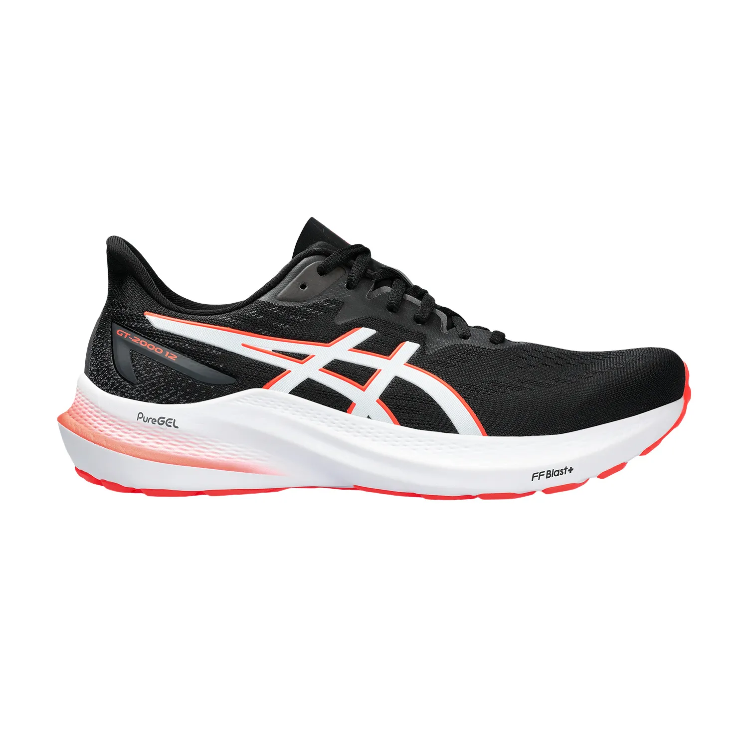 Asics GT 2000 12 running shoes - black/sunrise red.