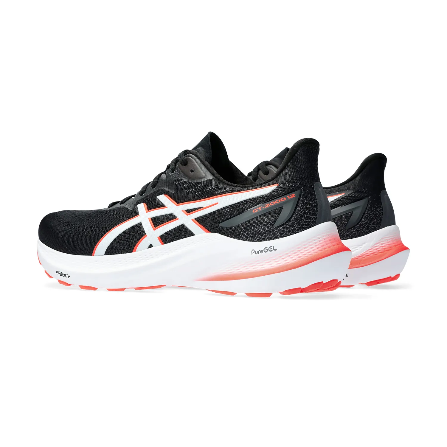 Asics GT 2000 12 running shoes - black/sunrise red.