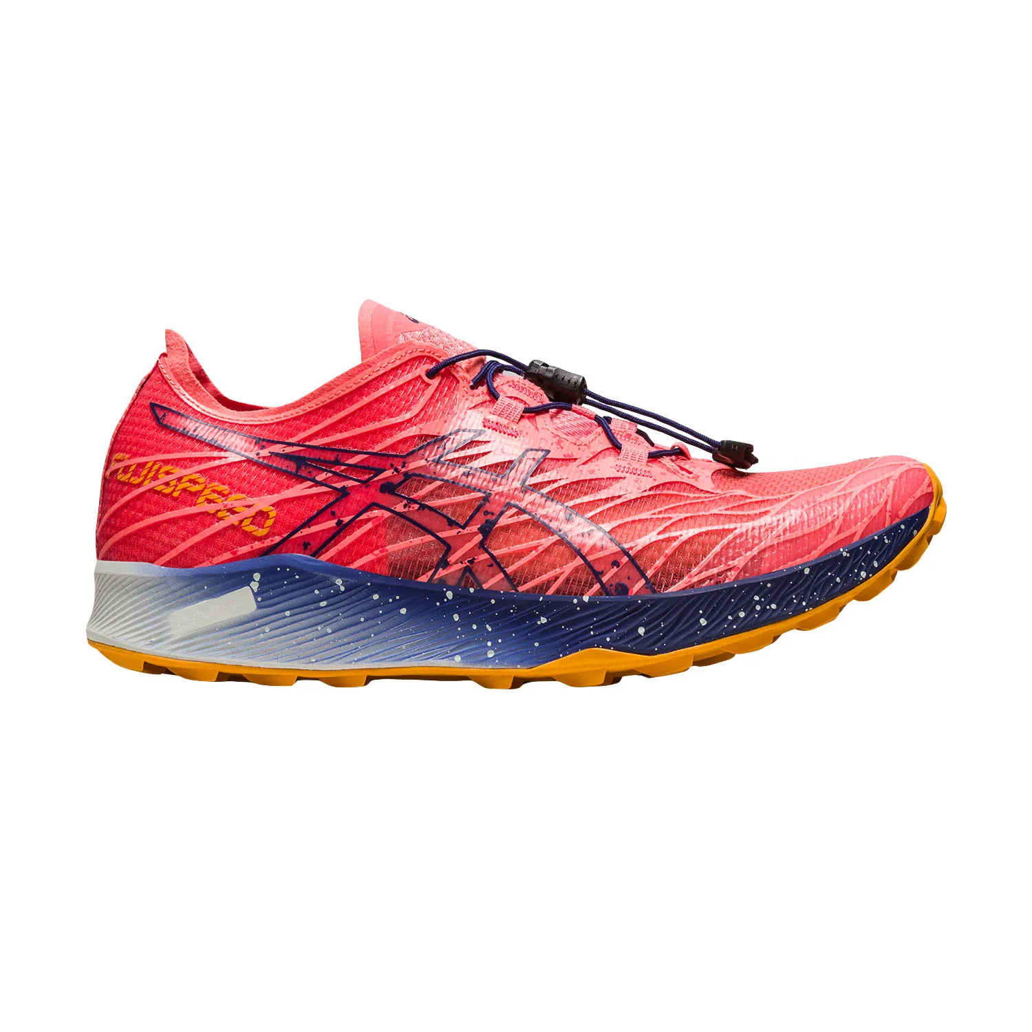 Asics running shoes FujiSpeed in Papaya/Indigo Blue color