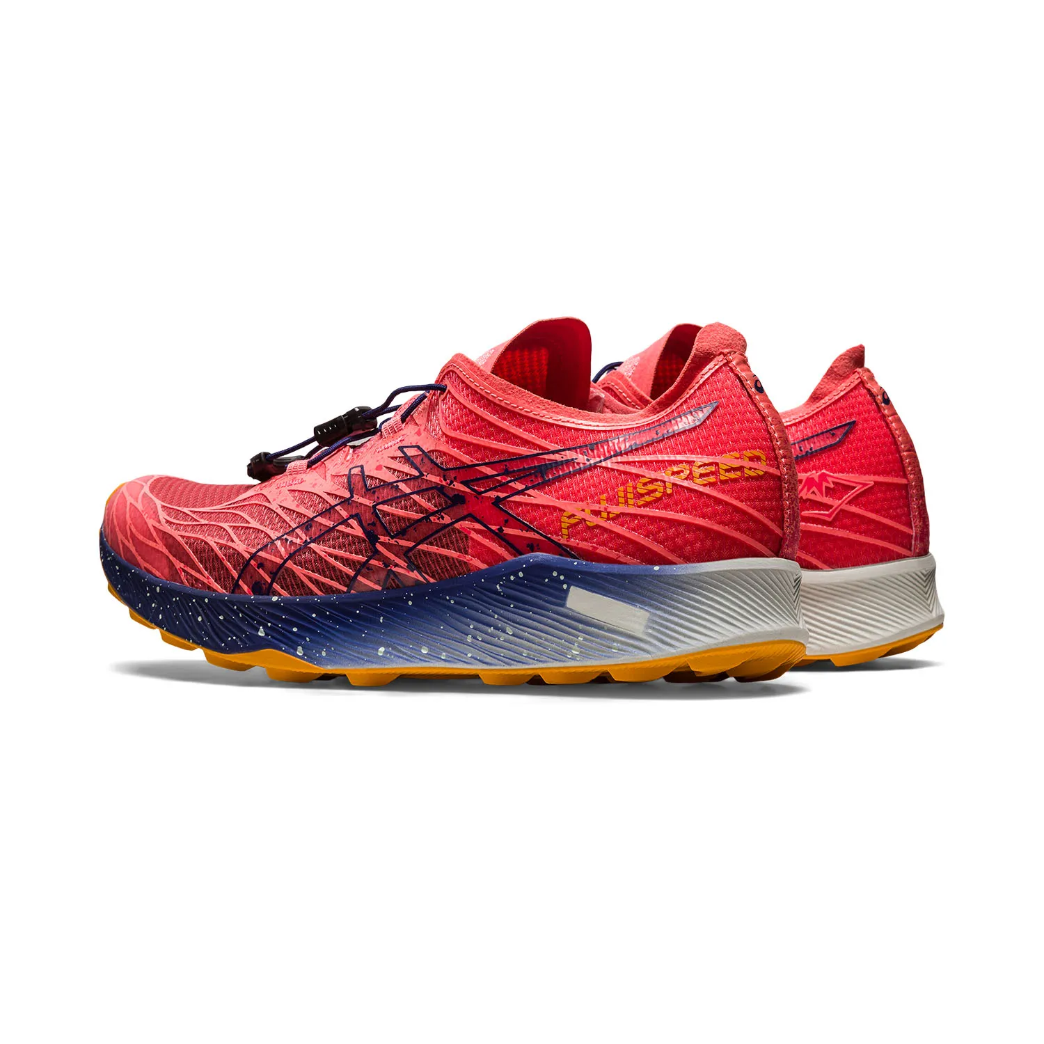 Asics running shoes FujiSpeed in Papaya/Indigo Blue color