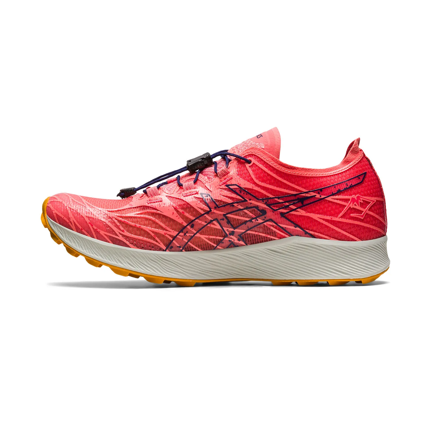 Asics running shoes FujiSpeed in Papaya/Indigo Blue color