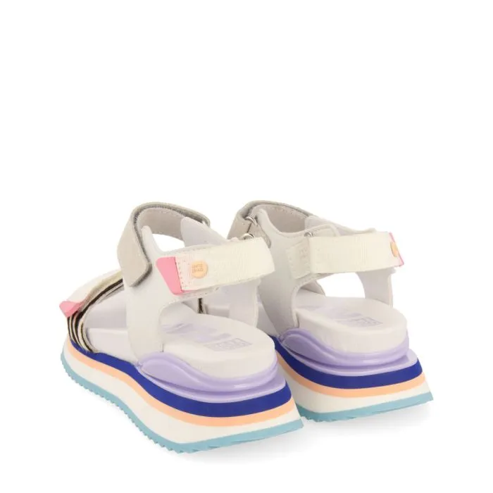 Baldim girls sandals with white and animalrint adjustable straps