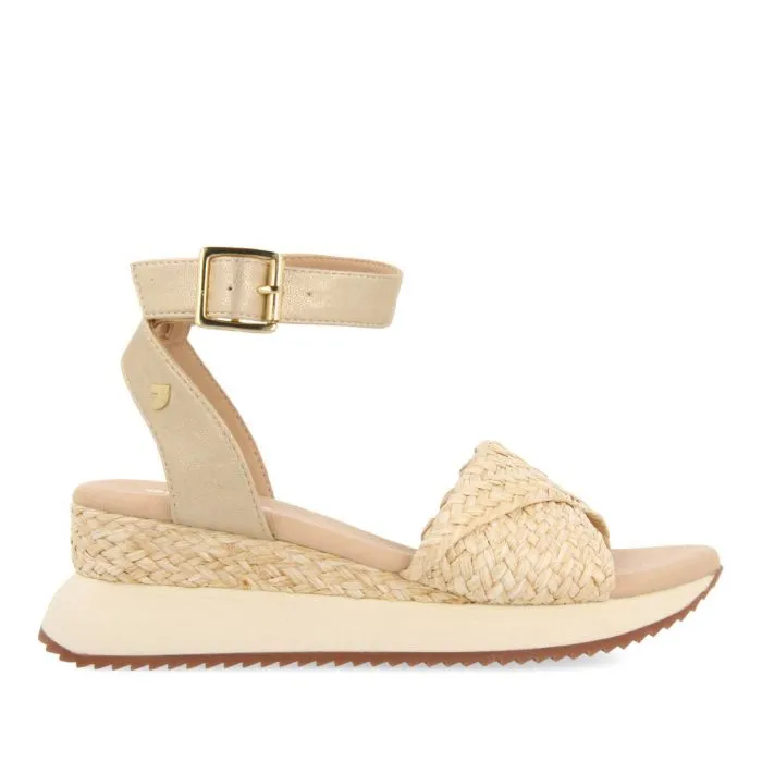 BEIGE and GOLD SPORTS SANDALS WITH WEDGE FOR WOMEN MEHAMA