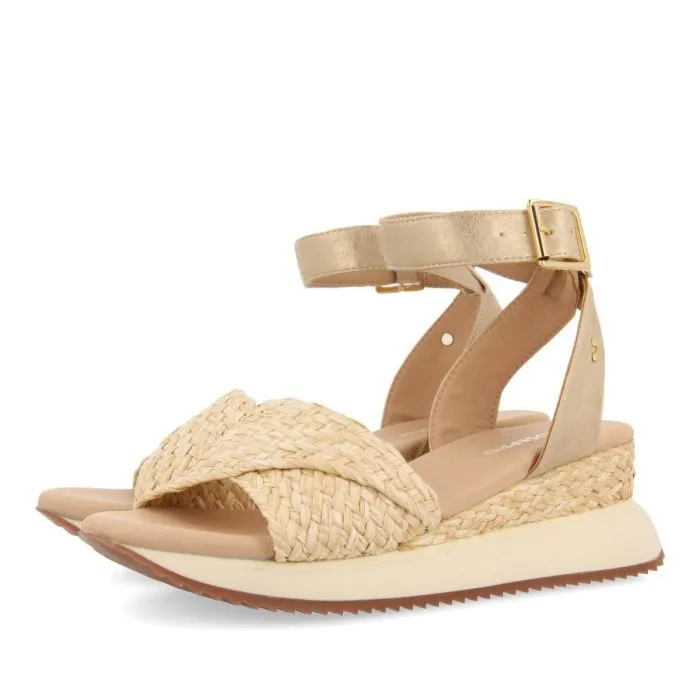 BEIGE and GOLD SPORTS SANDALS WITH WEDGE FOR WOMEN MEHAMA