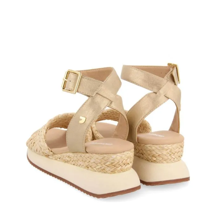 BEIGE and GOLD SPORTS SANDALS WITH WEDGE FOR WOMEN MEHAMA