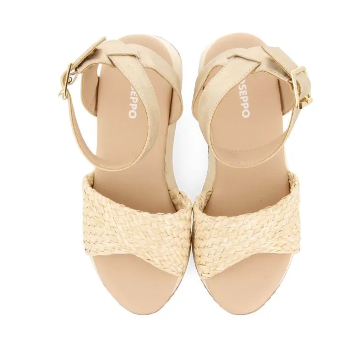 BEIGE and GOLD SPORTS SANDALS WITH WEDGE FOR WOMEN MEHAMA