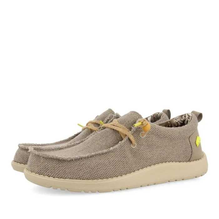 BEIGE COLOR WALLABEE STYLE CANVAS AND JUTE LOAFERS FOR MEN VERNONIA