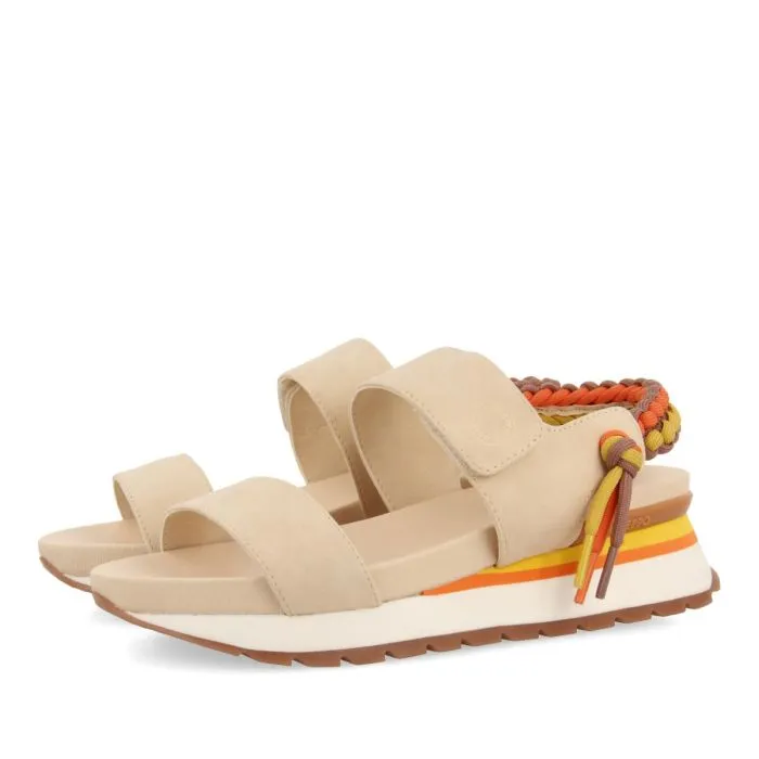 BEIGE SPORTS SANDALS WITH MULTICOLOR REAR DETAIL FOR WOMEN AUSTELL