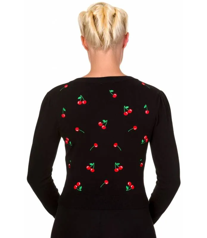 Black cardigan with cherry pattern - CBN364 Drive Me Crazy - Banned