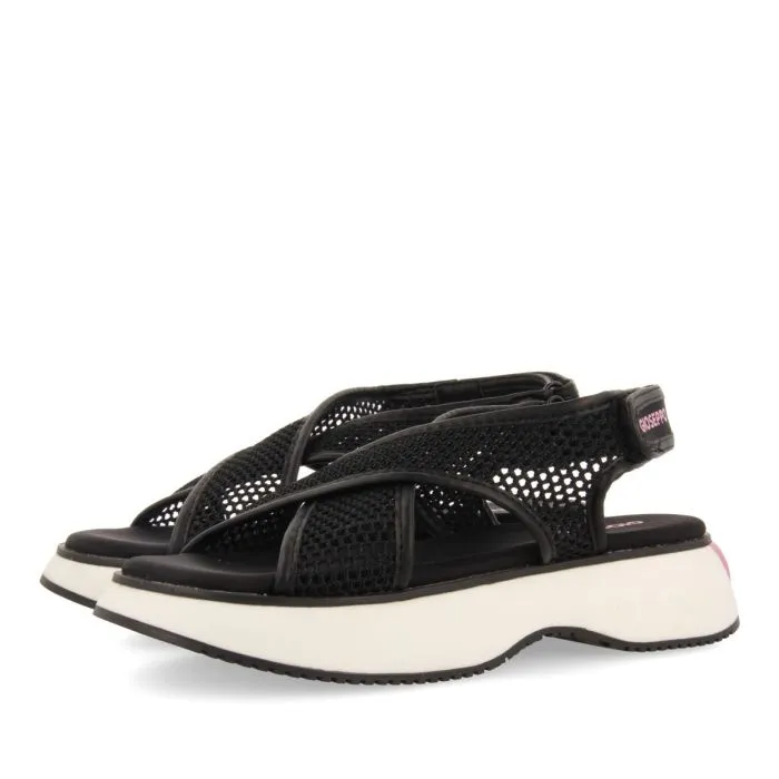 BLACK MESH SPORTS SANDALS FOR WOMEN VALDINA