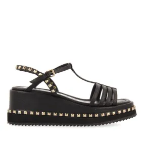 BLACK PLATFORM SANDALS WITH STUD DETAIL FOR WOMEN KLANKEK