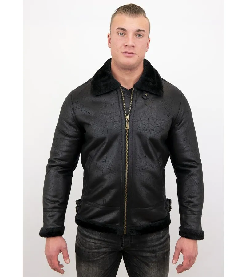 Black Shearling Jacket - Lammy Coat for Men