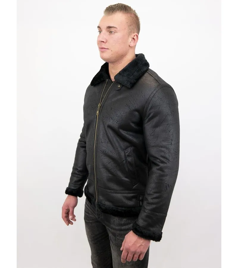 Black Shearling Jacket - Lammy Coat for Men