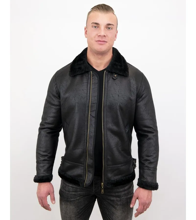 Black Shearling Jacket - Lammy Coat for Men