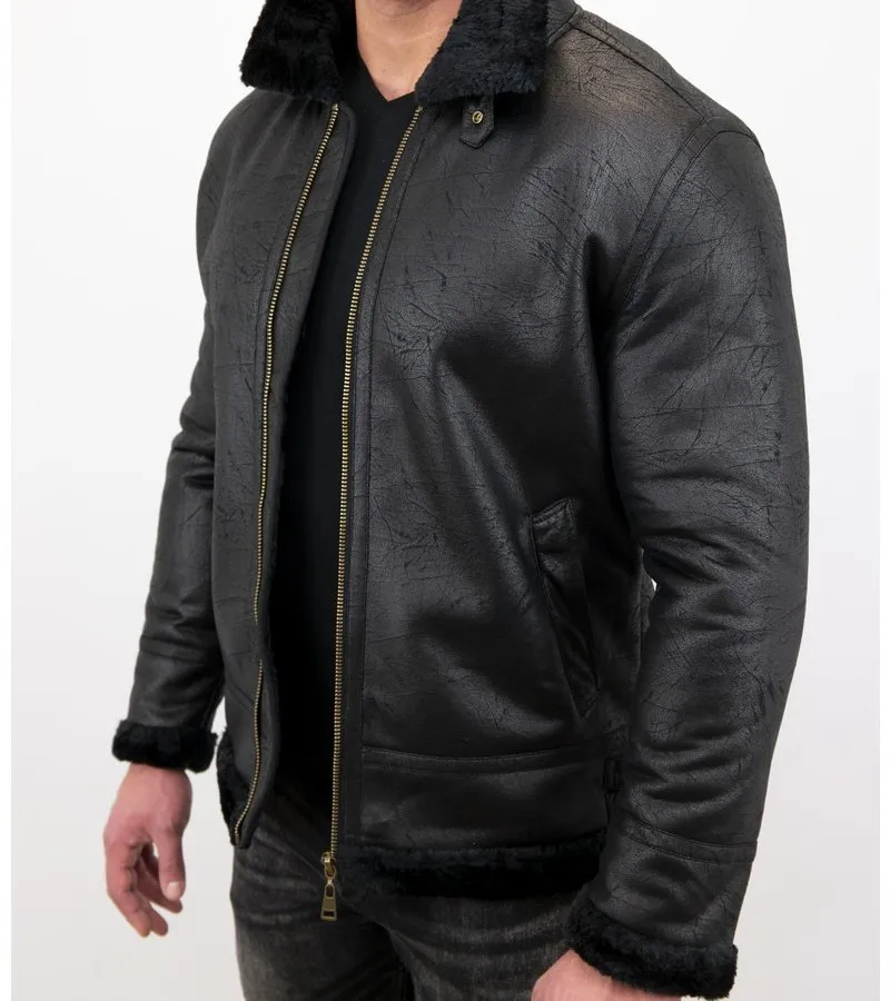 Black Shearling Jacket - Lammy Coat for Men