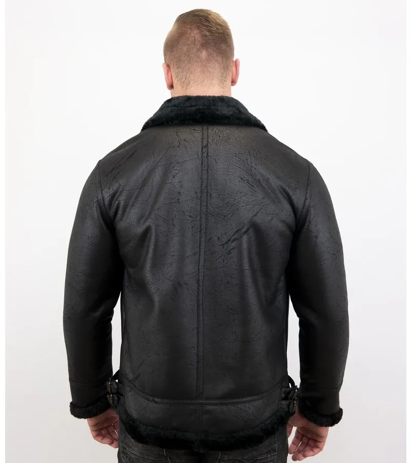 Black Shearling Jacket - Lammy Coat for Men