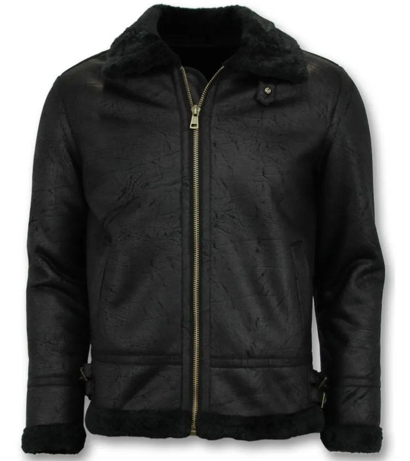 Black Shearling Jacket - Lammy Coat for Men