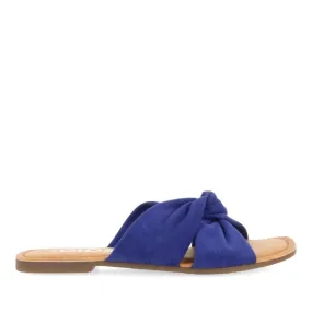 BLUE LEATHER SLIDE SANDALS FOR WOMEN AGIRA