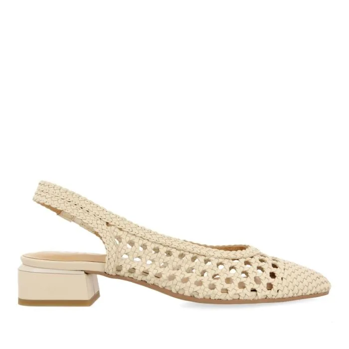 BRAIDED LEATHER OFF-WHITE BALLERINA FLATS FOR WOMEN PISKOVE