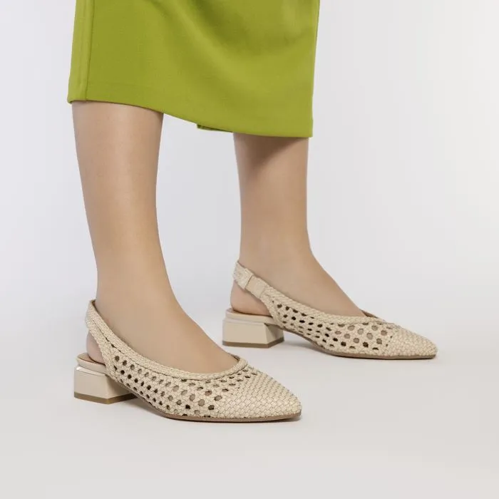 BRAIDED LEATHER OFF-WHITE BALLERINA FLATS FOR WOMEN PISKOVE