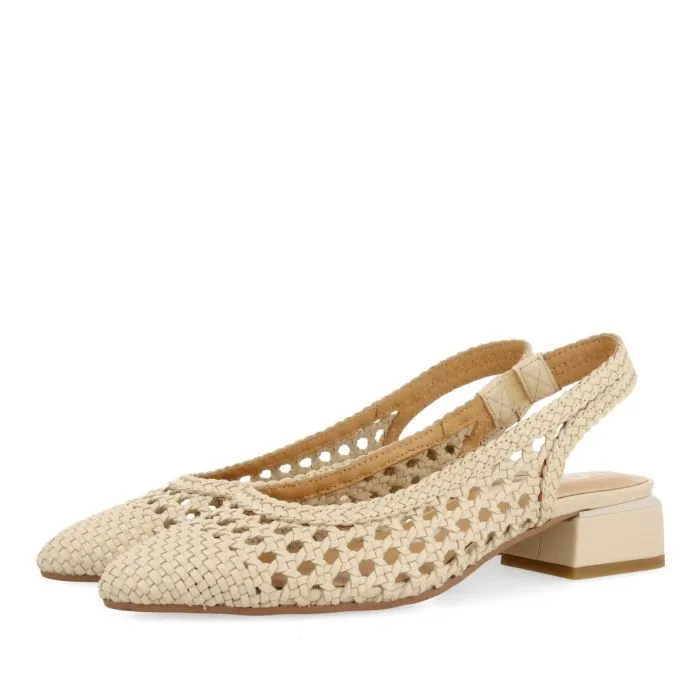 BRAIDED LEATHER OFF-WHITE BALLERINA FLATS FOR WOMEN PISKOVE