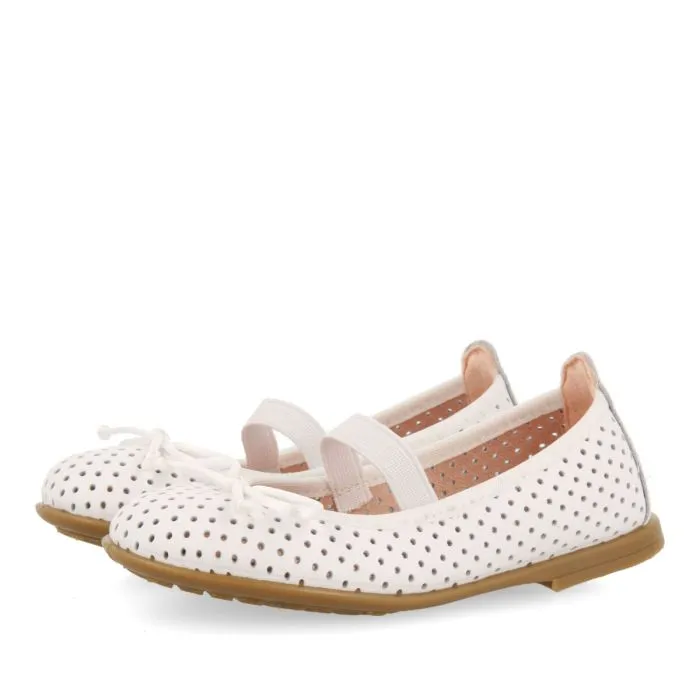 Brannay girls white leather ballet flats