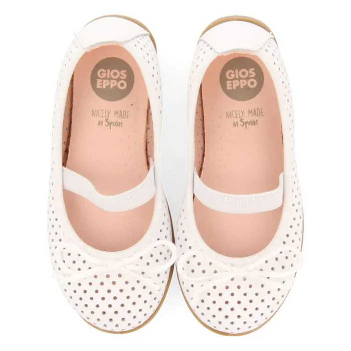 Brannay girls white leather ballet flats