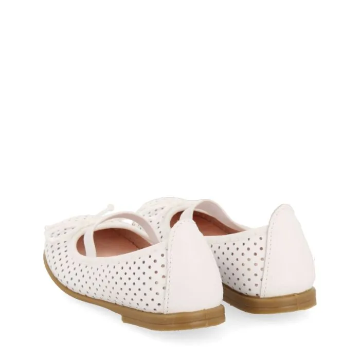 Brannay girls white leather ballet flats