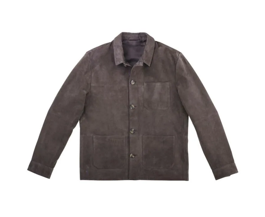 Brown Suede Leather Jacket for Men - FAUSTIN