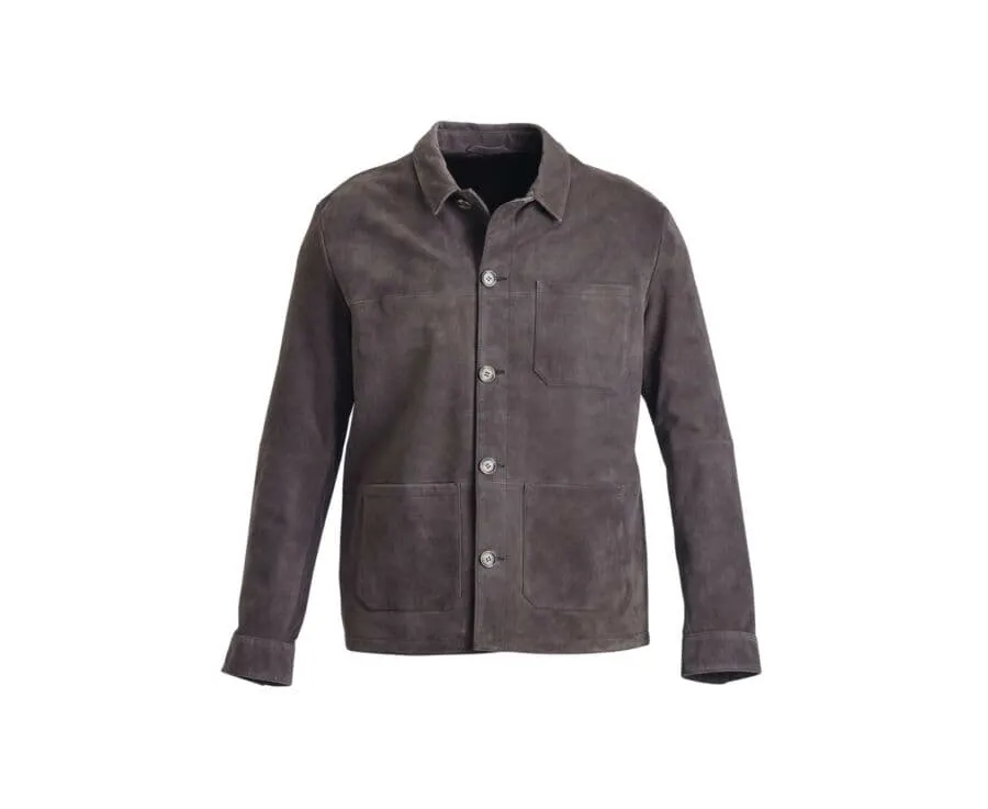 Brown Suede Leather Jacket for Men - FAUSTIN