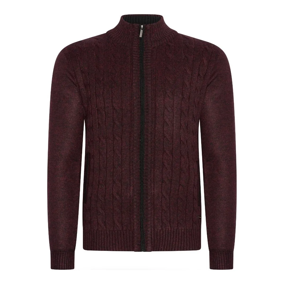 Cable Cardigan - Burgundy++