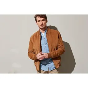 Caramel Suede Leather Jacket - SEAN: On-trend caramel suede leather jacket for men - SEAN