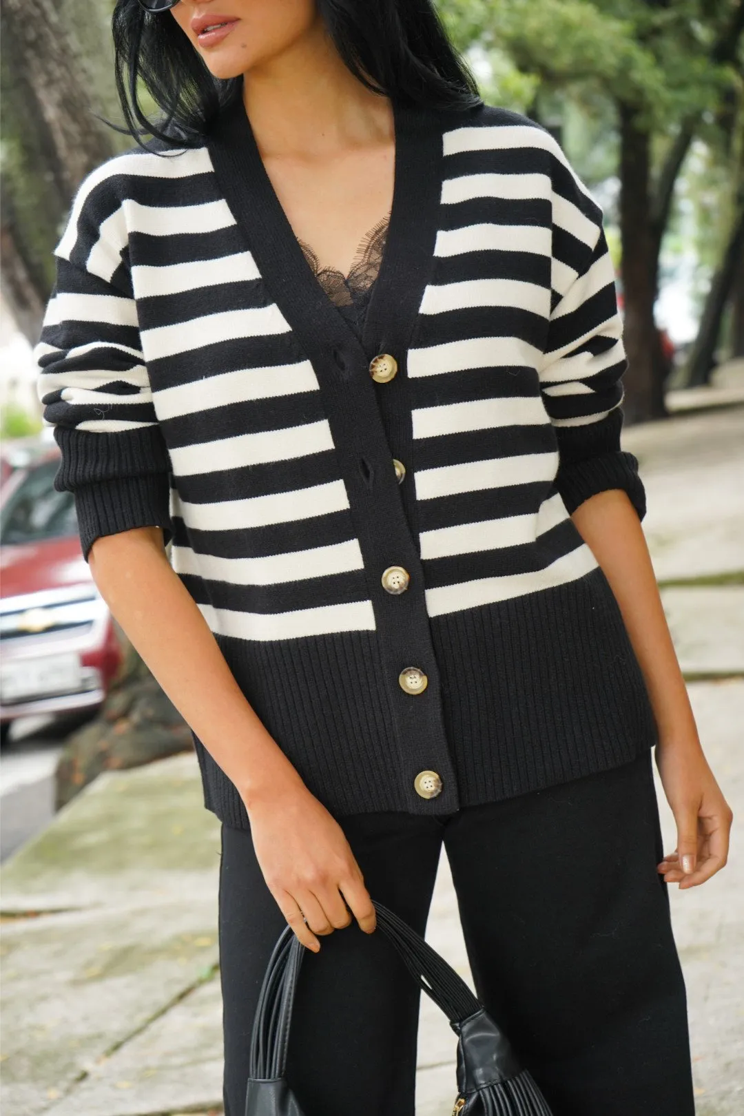 cardigan negro Barbara