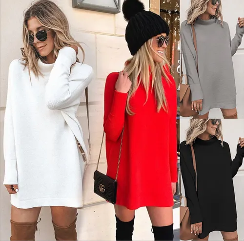 Casual Long-sleeved Round Neck Dress