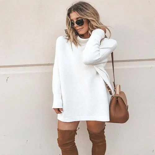 Casual Long-sleeved Round Neck Dress